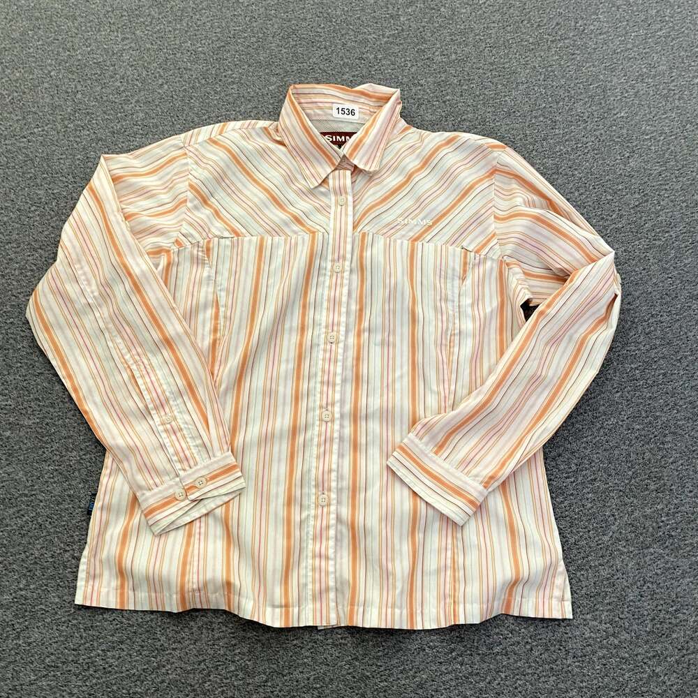 Simms Women's Size Medium Long Sleeve Orange Button Up Collared Shirt